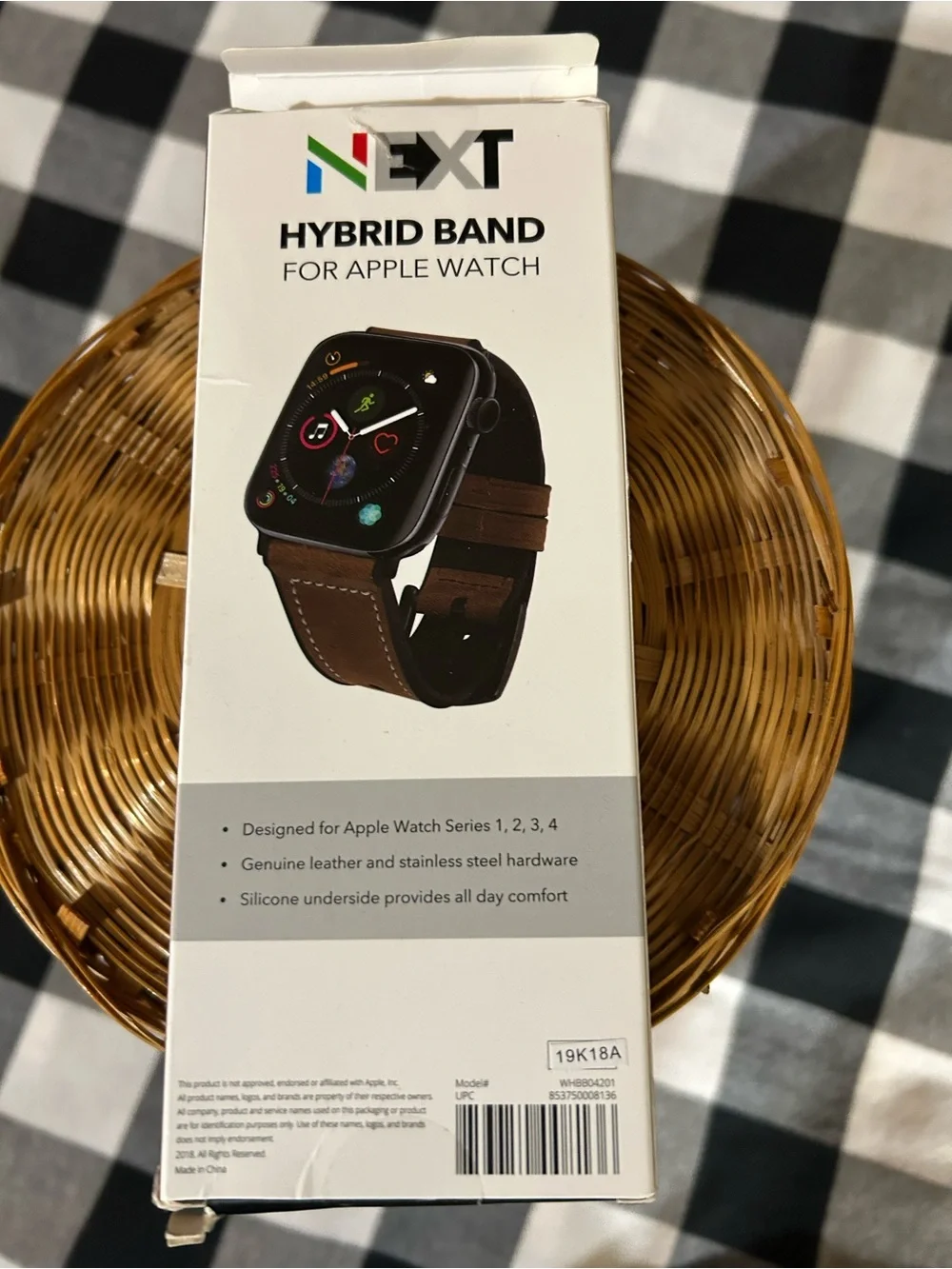 Brown Leather + Black Silicone Hybrid Apple Watch Band